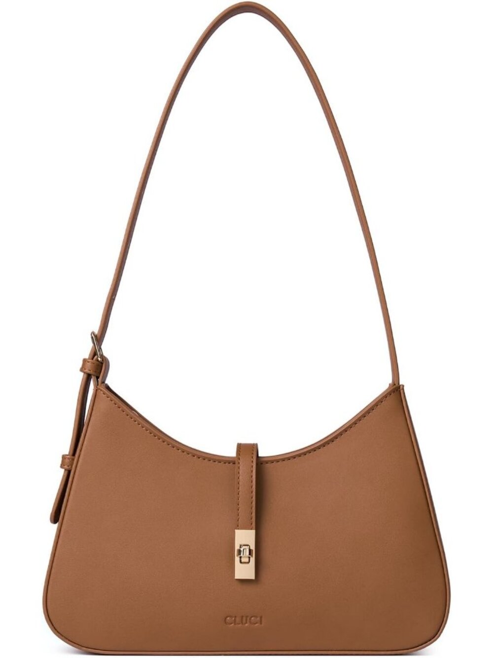 Women's Brown Vegan Leather Crossbody Purse Trendy with 2 Removable Strap